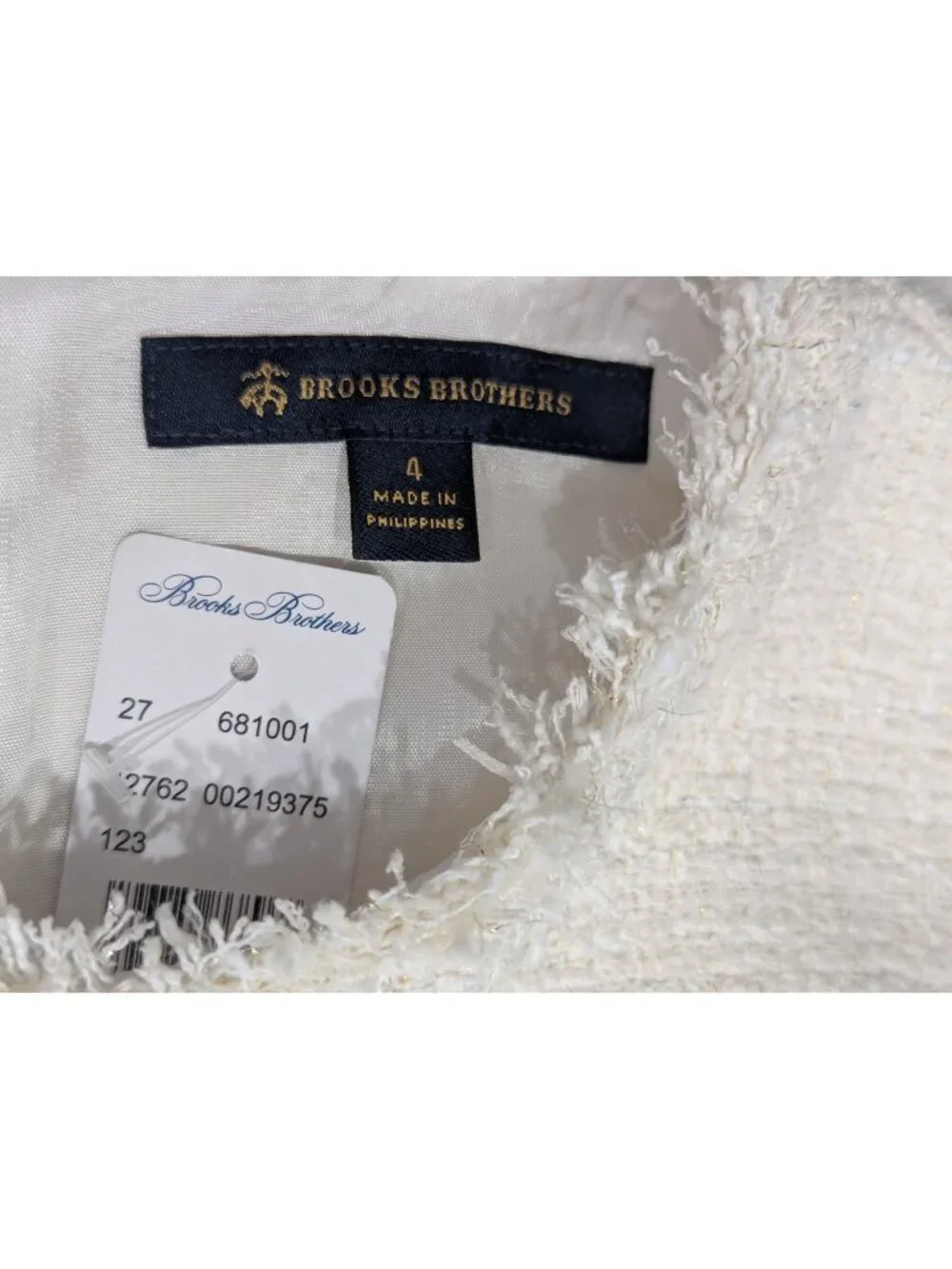 Brooks Brothers Tweed Sheath Dress Women 4 Ivory Metallic NWT